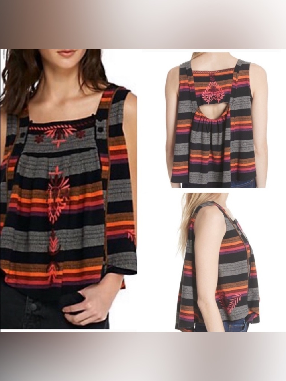 Free People Vintage Stripe Swing Tank Top